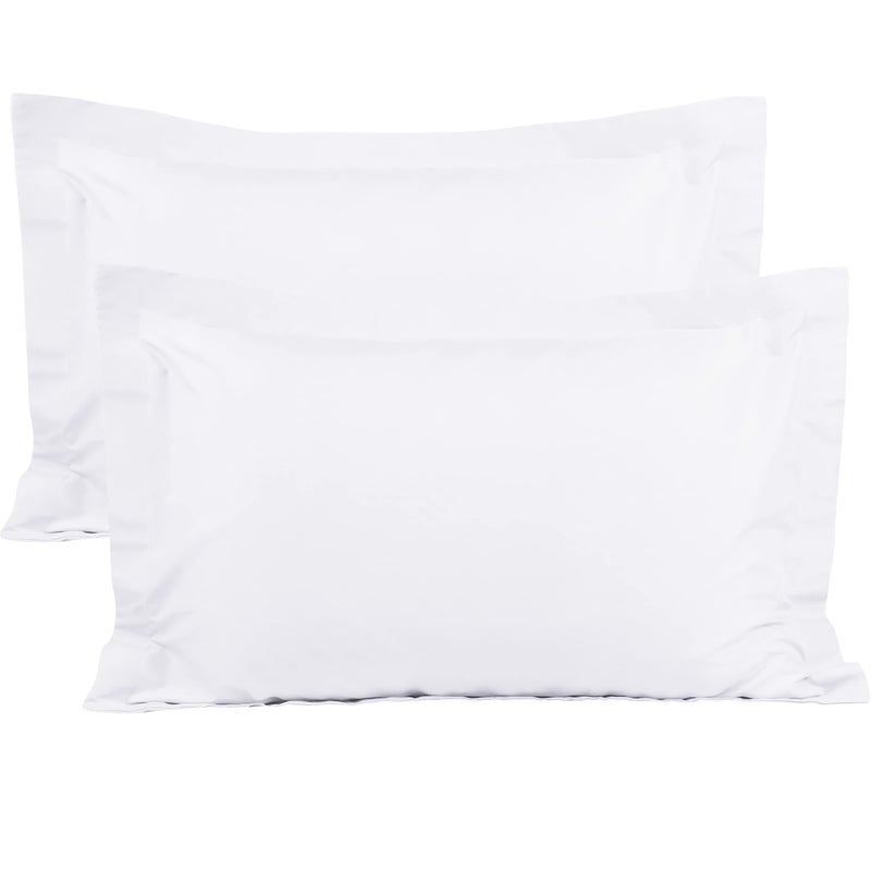 BEDSUM 100% Brushed Microfiber Standard Pillow Shams Set of 2, Super Soft and Cozy, Wrinkle, Fade, Stain Resistant 20x26 Oxford Pillowcases, 20x26 Inches, White - Image 1